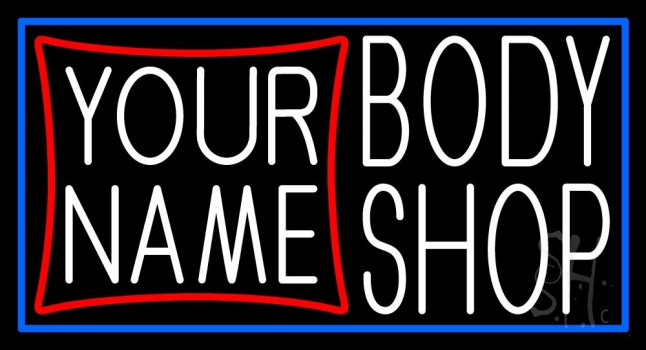 Custom Body Shop With Border Neon Sign