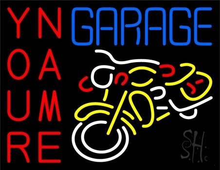 Custom Garage With Bike Logo 2 Neon Sign