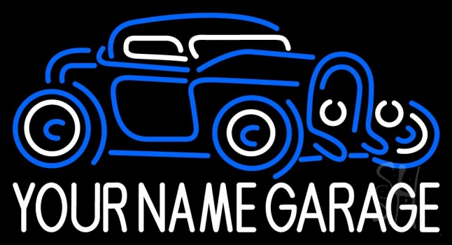 Custom White Garage Car Logo Neon Sign