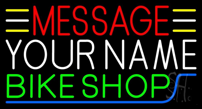 Custom White Name Bike Shop Neon Sign