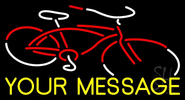 Custom Yellow Name Bicycle Logo 2 Neon Sign