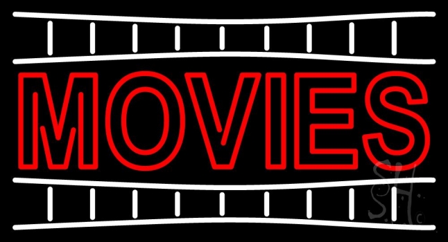 Double Stroke Movies Block Neon Sign