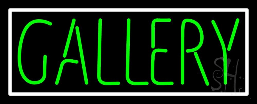 Green Gallery Block With Border Neon Sign