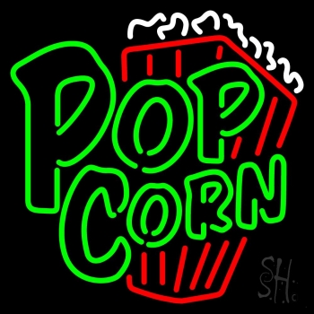Green Popcorn With Logo Neon Sign