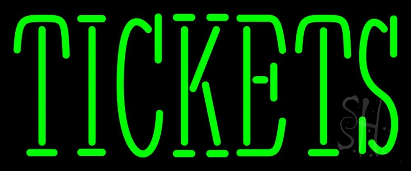 Green Tickets Block Neon Sign