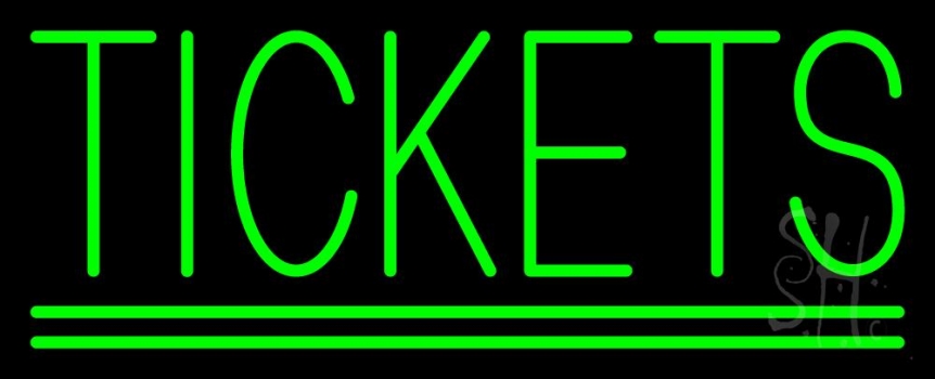Green Tickets Double Lines Neon Sign