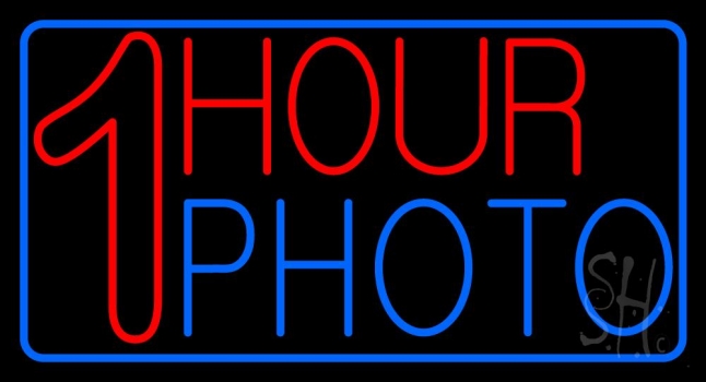 One Hour Photo With Border Neon Sign