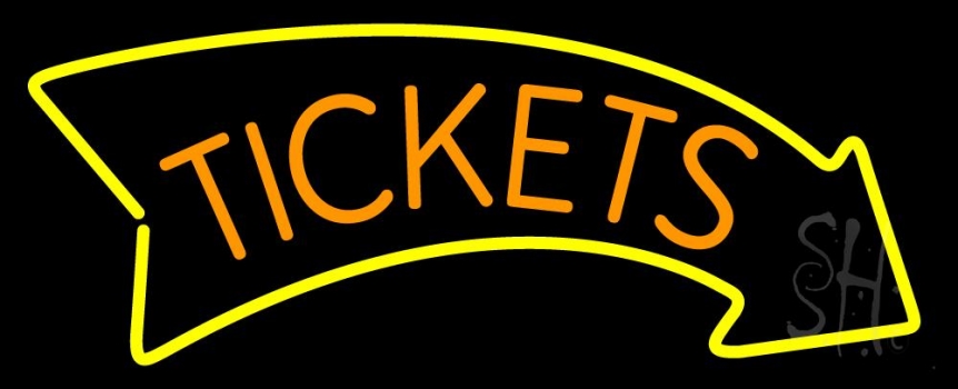 Orange Tickets Yellow Arrow Neon Sign