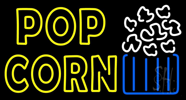 Popcorn Yellow With Logo Neon Sign