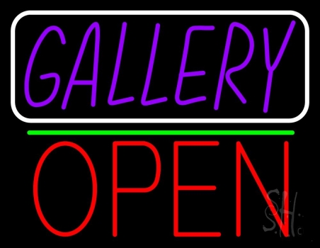 Purle Gallery With Open 1 Neon Sign
