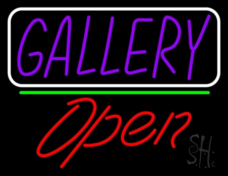 Purle Gallery With Open 2 Neon Sign