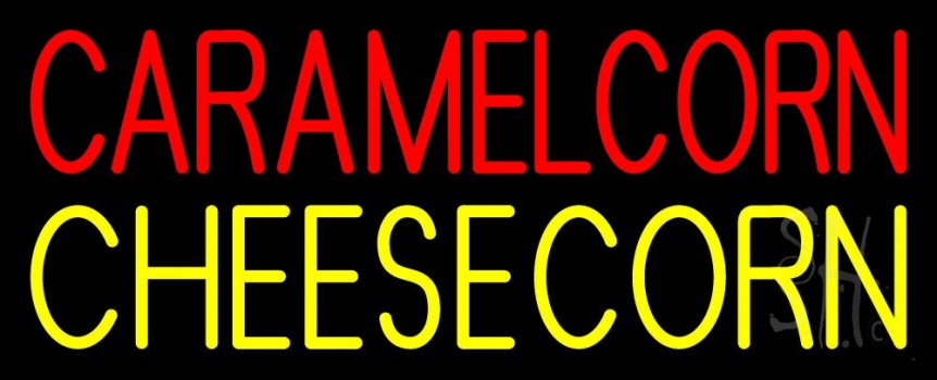 Red Caramel Corn Yellow Cheese Corn Neon Sign