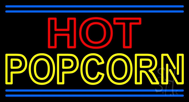 Red Hot Yellow Popcorn Neon Sign