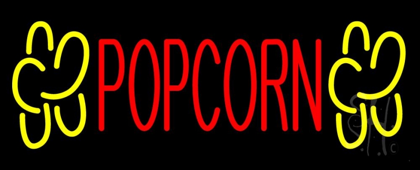 Red Popcorn Yellow Logo Neon Sign