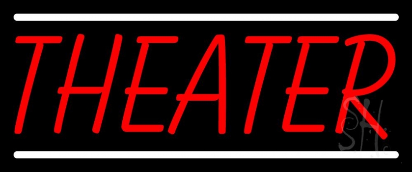 Red Theater White Line Neon Sign