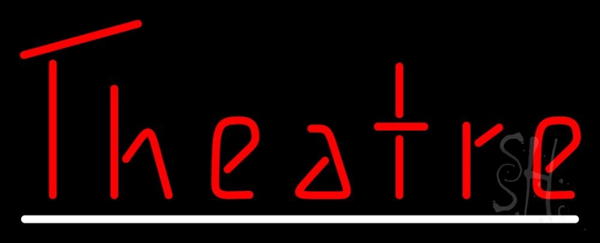Red Theatre White Line Neon Sign