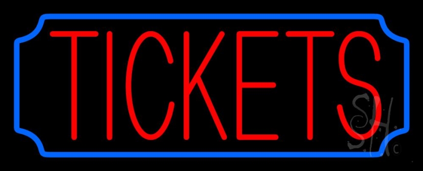 Red Tickets Blue Stylish Border Neon Sign