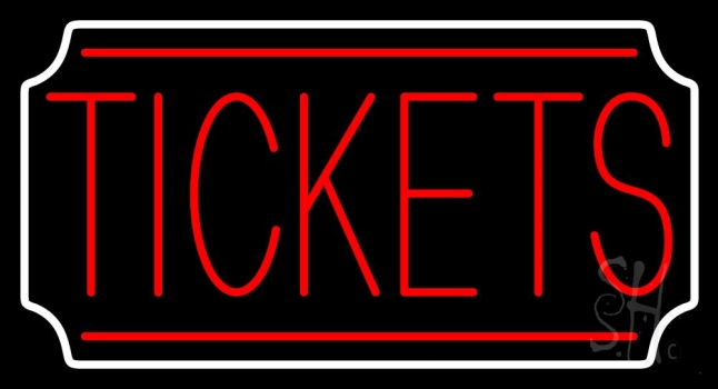 Red Tickets White Stylish Border Neon Sign