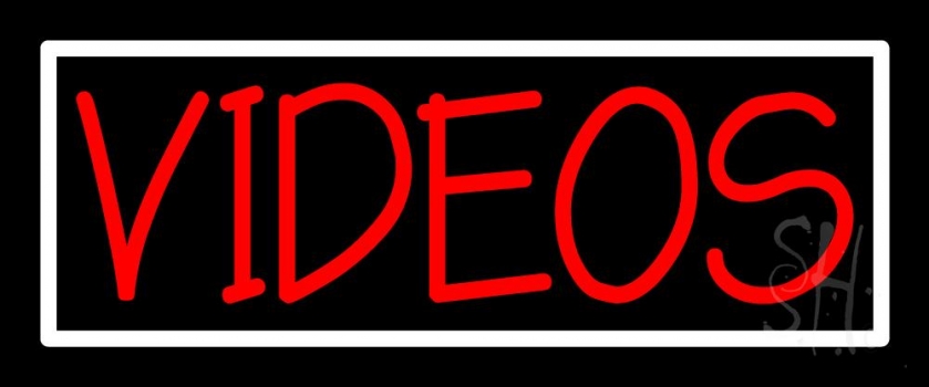 Red Videos White Border Neon Sign