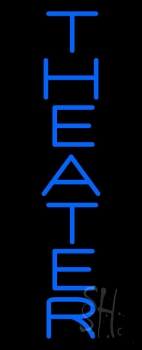 Vertical Blue Theater Neon Sign