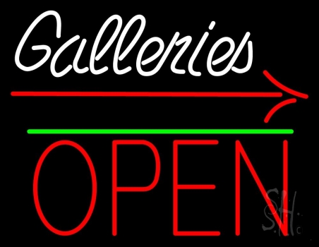White Galleries With Open 1 Neon Sign