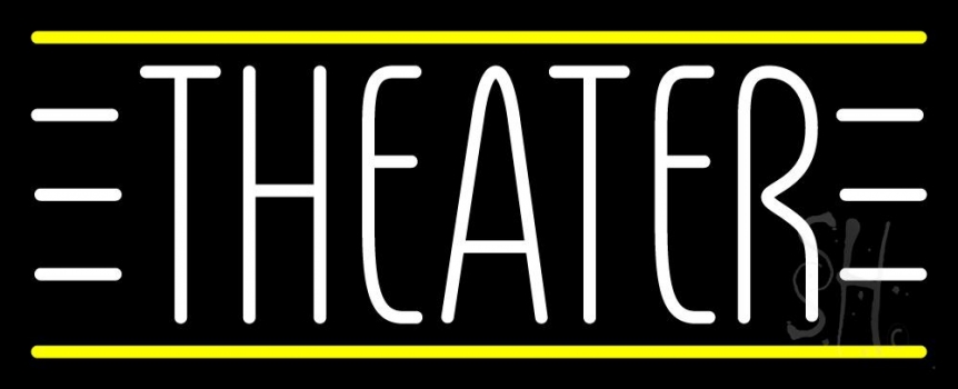 White Theater Yellow Line Neon Sign