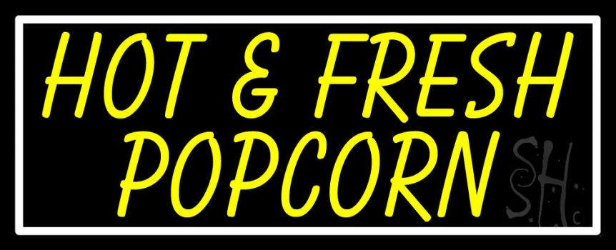 Yellow Hot And Fresh Popcorn Neon Sign