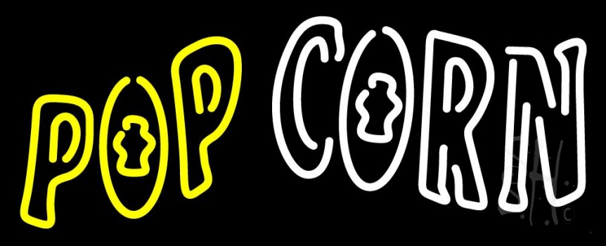 Yellow Pop White Corn Neon Sign
