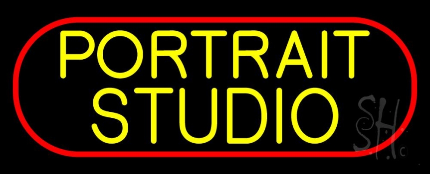 Yellow Portrait Studio Border Neon Sign