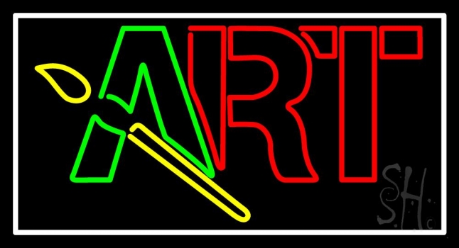 Block Art With Brush Logo 3 Neon Sign