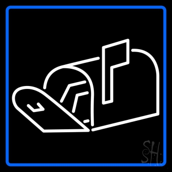 Blue Border Mailbox Logo Neon Sign