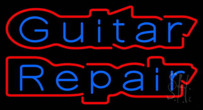 Blue Guitar Repair Neon Sign