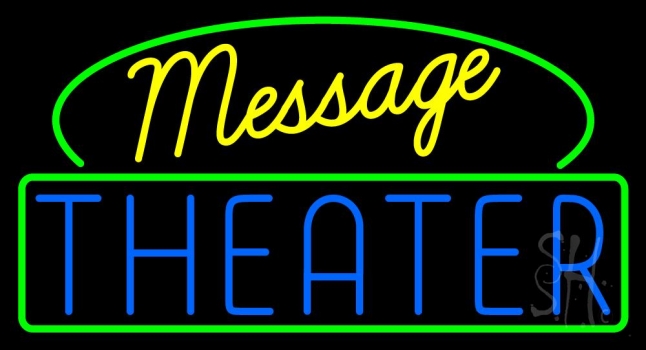 Custom Blue Theater Green Border Neon Sign