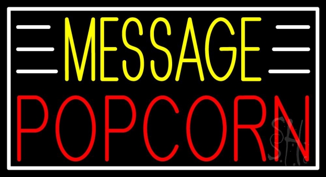 Custom Red Popcorn With Border Neon Sign