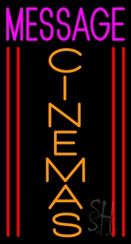 Custom Vertical Orange Cinemas Neon Sign