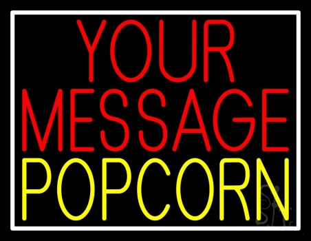 Custom Yellow Popcorn With White Border Neon Sign