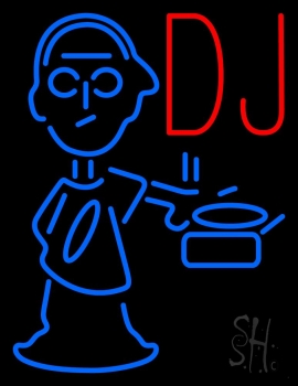Dj Disc Jockey Blue Border Neon Sign