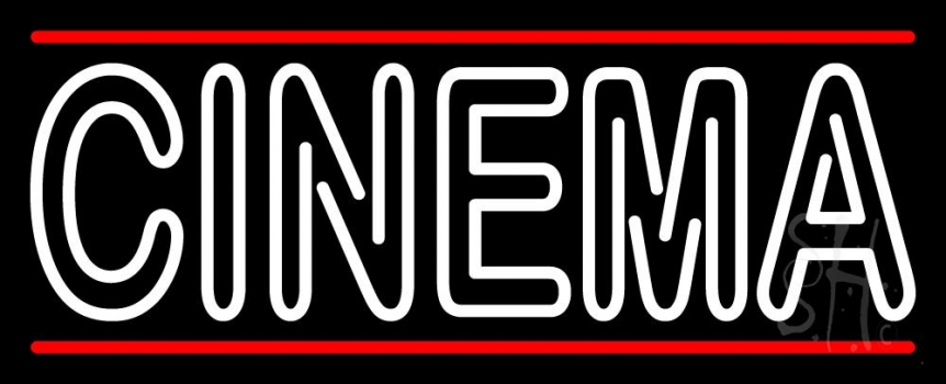 Double Stroke White Cinema Red Line Neon Sign