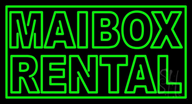 Green Mailbox Rental Block Neon Sign