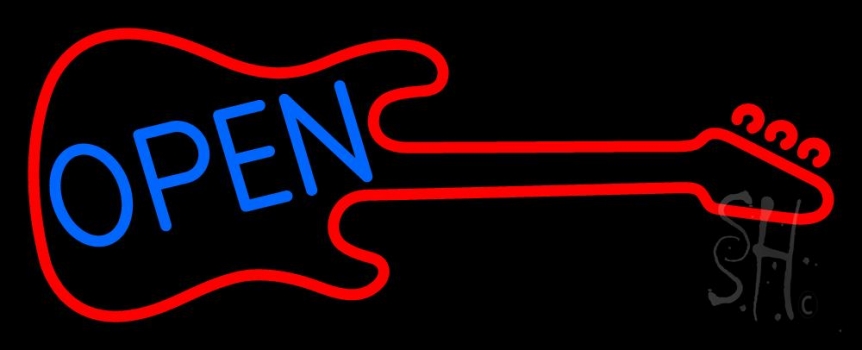 Guitar Blue Open Block 1 Neon Sign