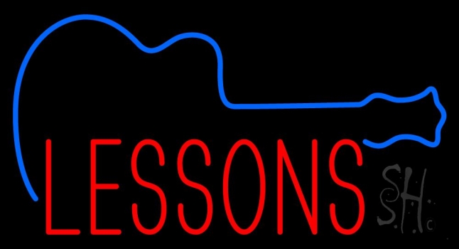 Guitar Lessons Neon Sign