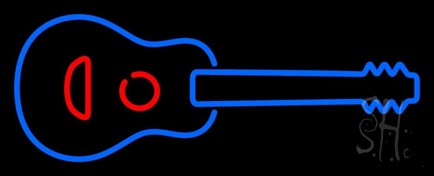 Guitar Logo Blue Neon Sign