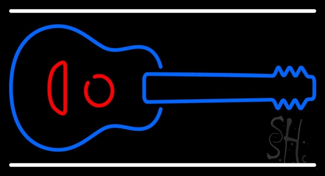 Guitar Logo With White Line Neon Sign