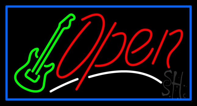 Guitar Open Block 1 Neon Sign