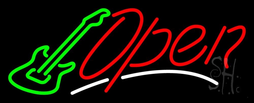 Guitar Open Block 2 Neon Sign