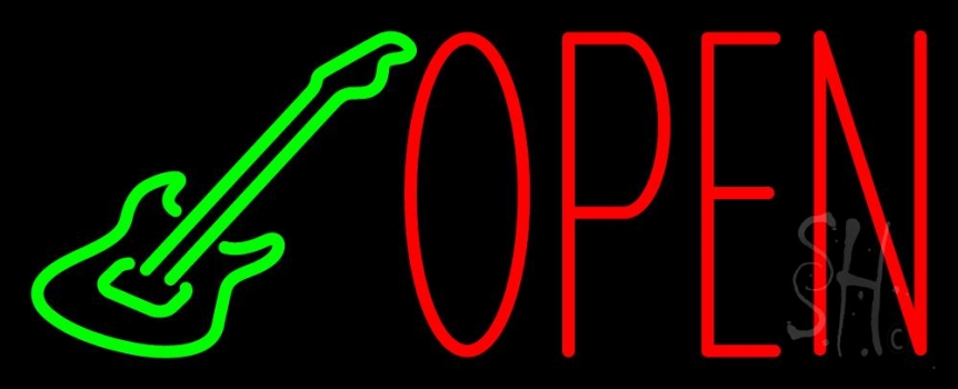 Guitar Open Block 3 Neon Sign