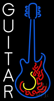 Vertical Guitar Logo Neon Sign