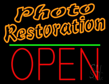 Orange Photo Restoration With Open 1 Neon Sign