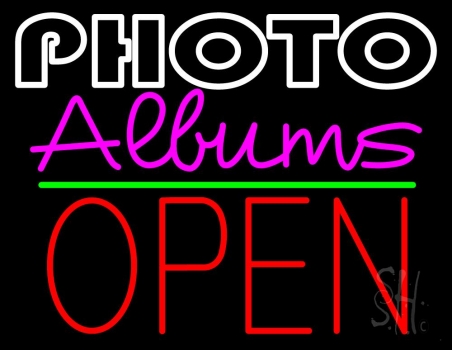 Photo Albums With Open 1 Neon Sign