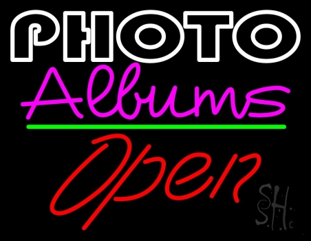 Photo Albums With Open 2 Neon Sign